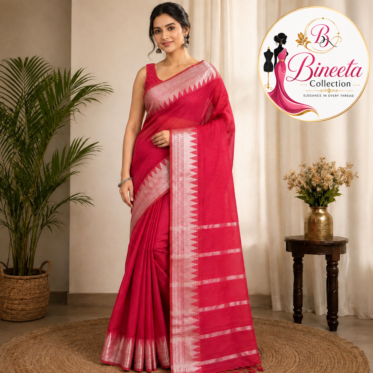 Cotton blended silk saree