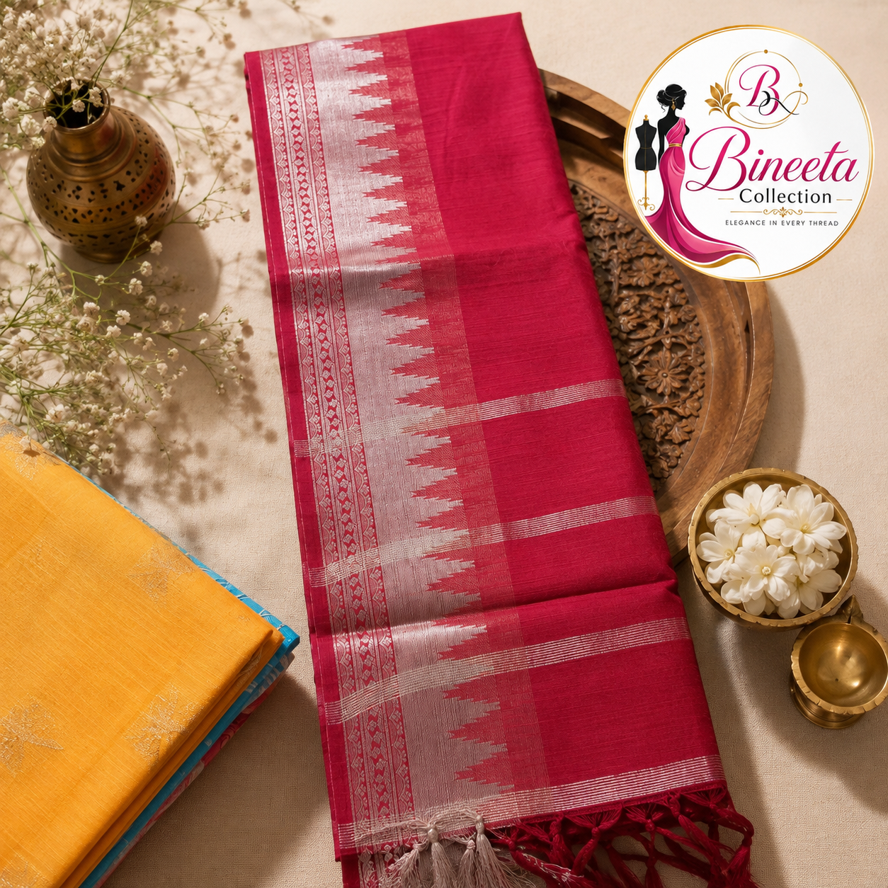 Cotton blended silk saree — view 2