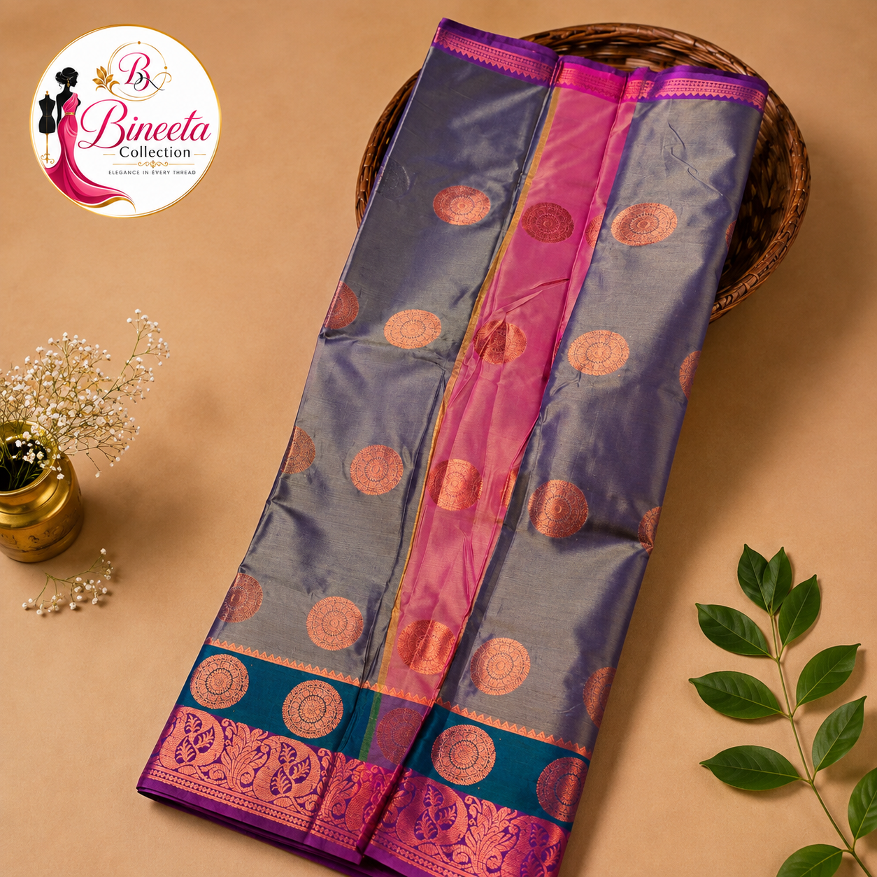 Dual-Tone Silk Saree — view 2