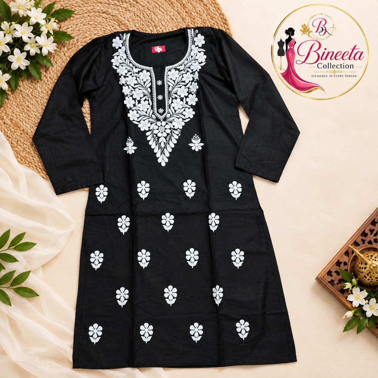 Black cotton kurti — view 2